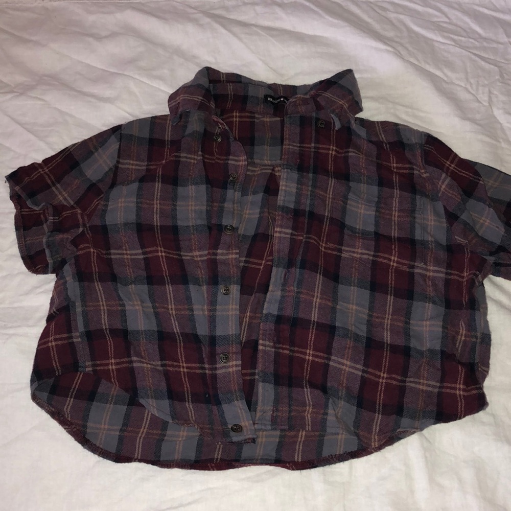 Brandy Melville cropped short sleeve flannel